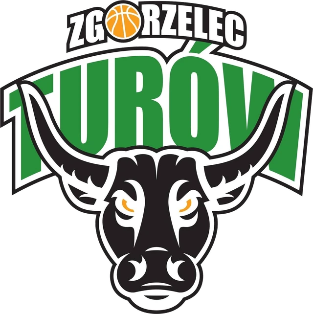 Logo KS Turów Zgorzelec — głowa tura i piłka do koszykówki